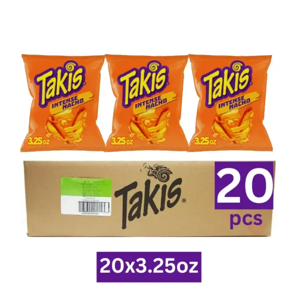 Takis Intense Nacho Cheese 3.25oz bag with zesty nacho cheese seasoning 20pcs