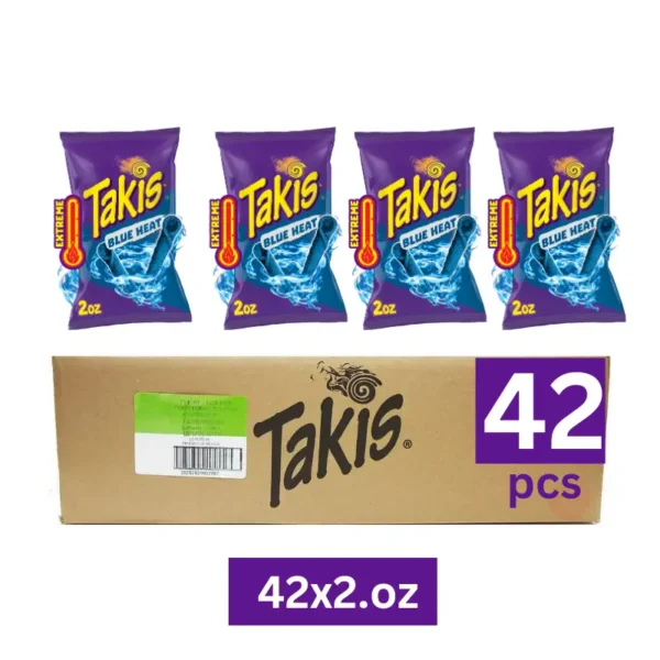 Bulk Takis Blue Heat 56g Tortilla Chips in a 42 pcs Carton for Wholesale