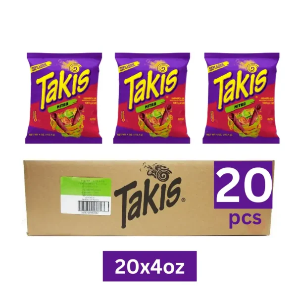 Takis Nitro 113g - 4oz 20pcs carton, available in Dubai for wholesale at Ajmal Noor.