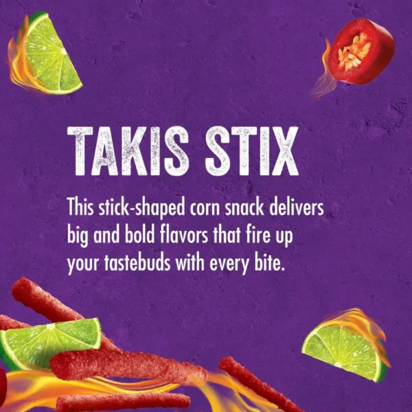 The 16pcs carton of Takis Stix 113.4g packs, ready for Takis Available