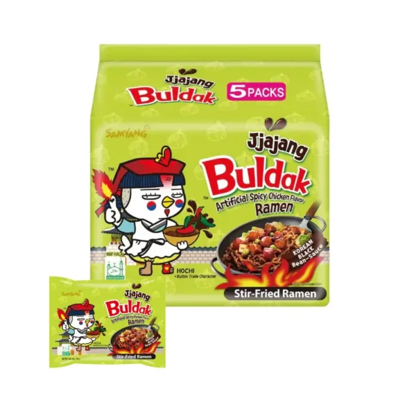 Samyang Buldak jjajang soya sauce beans flavor 140gx8packsx40pcs korean noodles available in ajmalnoor foodstuff wholesale trading in Dubai