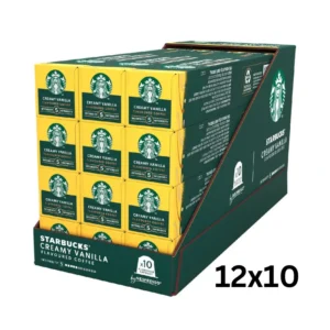 Starbucks Vanilla Nespresso Capsules Rich Vanilla Flavor Available in AN Wholesale Foodstuff Trading In Dubai كبسولات قهوة ستاربكس فانيلا نكهة فانيلا غنية متوفرة في دبي