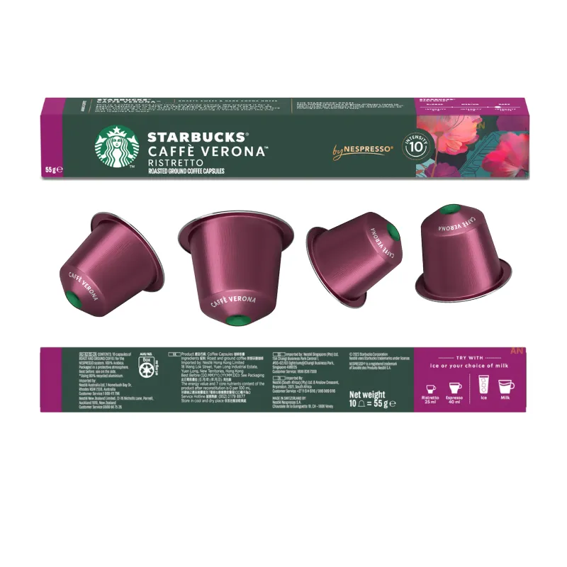 Starbucks Caffe Verona Ristretto 55gx10 Coffee Dark Roast by Nespresso (Pack of 12, Total 120 Capsules)