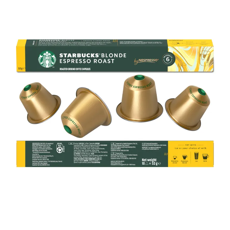 Starbucks Blonde Espresso Roast Coffee 10 Capsules by Nespresso Pack of 12